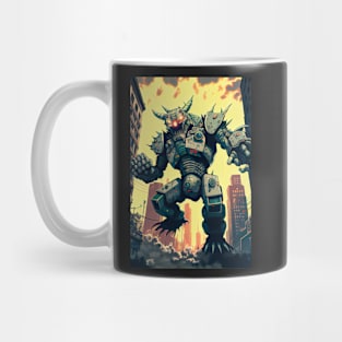 Monster giant robot attacking the city Mug